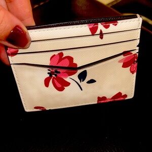 LIKE NEW RARE Kate Spade Floral Slim Card Holder 3” 4 “